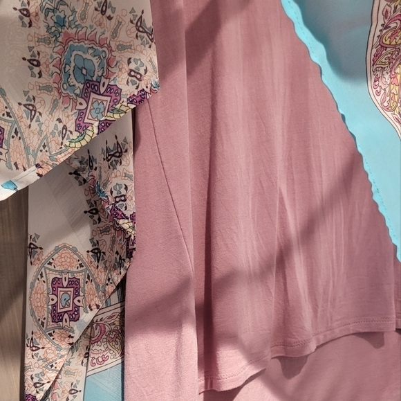 Roz & Ali Medallion Print Shawl Kimono Overlay Tank Top Size XL - Picture 4 of 11